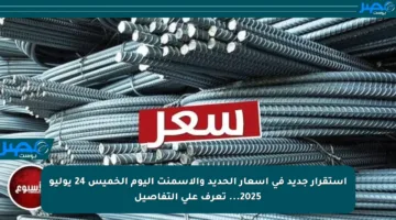 استقرار جديد في أسعار الحديد والأسمنت اليوم الخميس 24 يوليو 2025… تعرف على التفاصيل